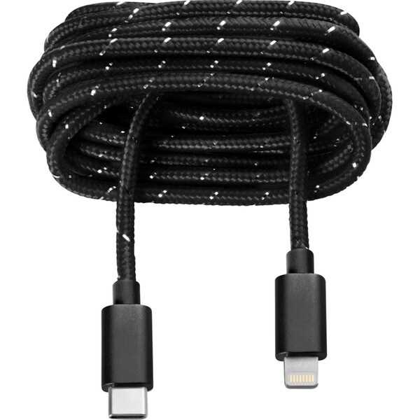 OnHand Everlasting Nylon Charge and Sync Cable - Black 5ft BP USB-C to Lightning
